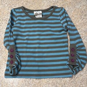Matilda Jane Blue and Gray Striped Long Sleeve Tee